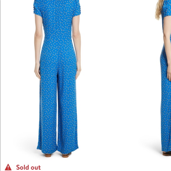 Free People Blue Patterned Pant Romper - Picture 4 of 7
